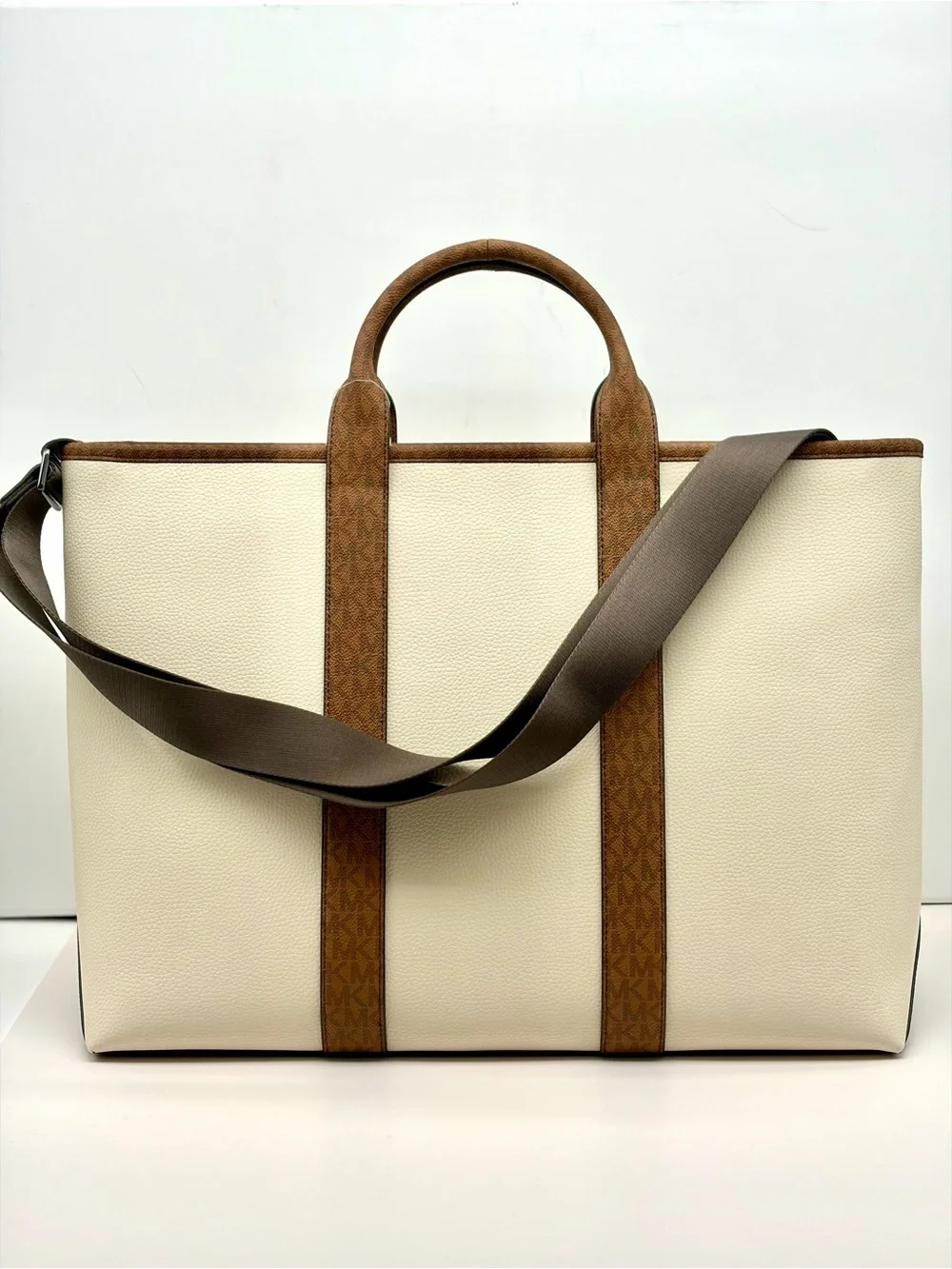 Michael Kors Cooper Medium Pebbled Leather and Signature Logo Tote Bag